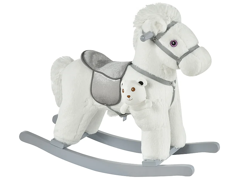 Caballito balancín para niños blanco 65x26x55 cm HOMCOM