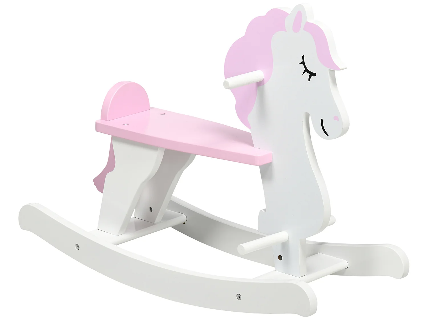 Caballito balancín infantil blanco y rosa 68x27x46.5 cm HOMCOM