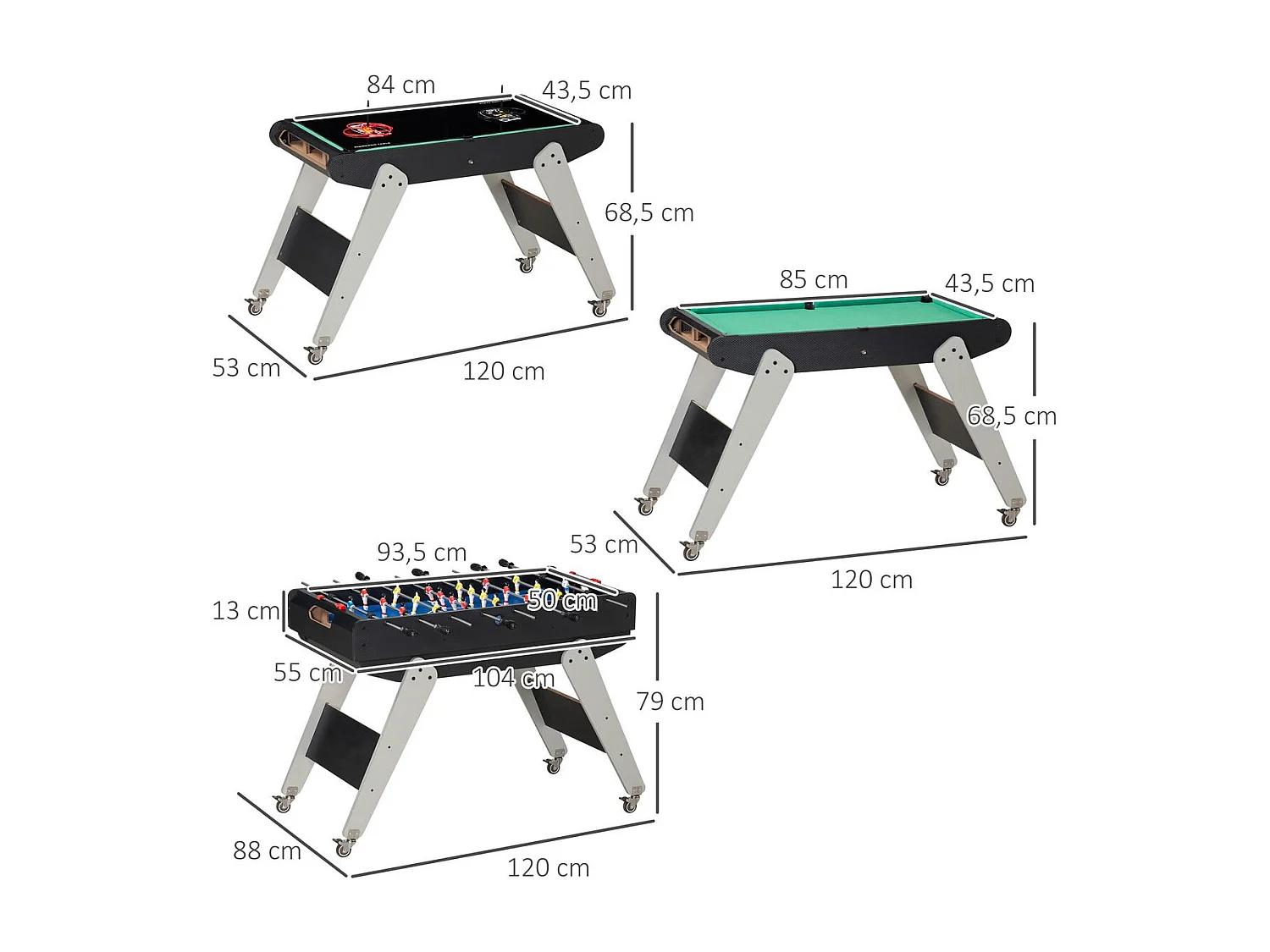 Mesa de multijuegos negro 120x88x79 cm HOMCOM