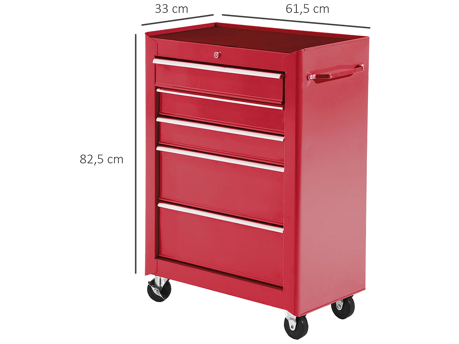 Carro de herramientas rojo 61.5x33x82.5 cm HOMCOM
