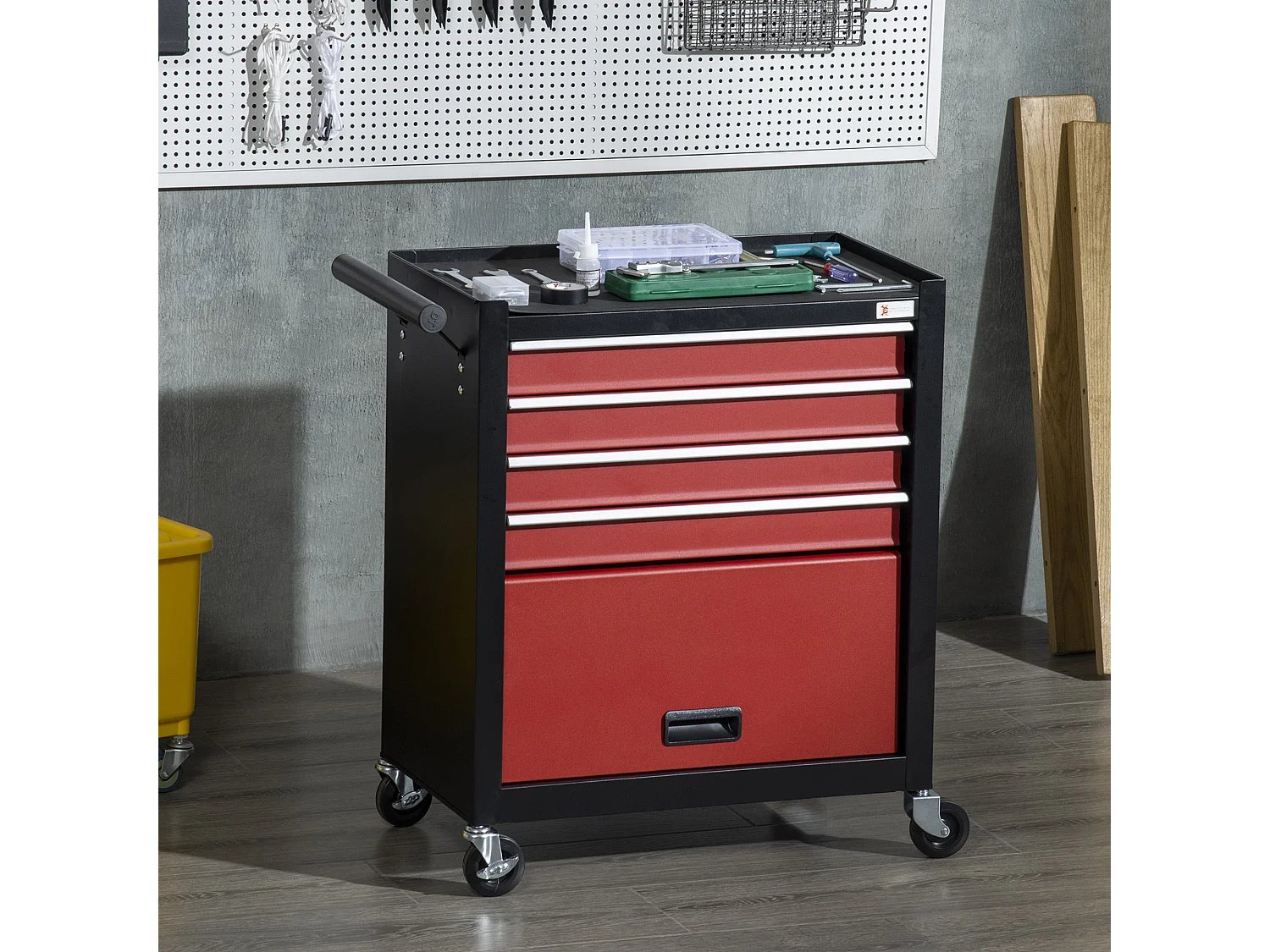 Carro de herramientas negro y rojo 69x33x75 cm DURHAND