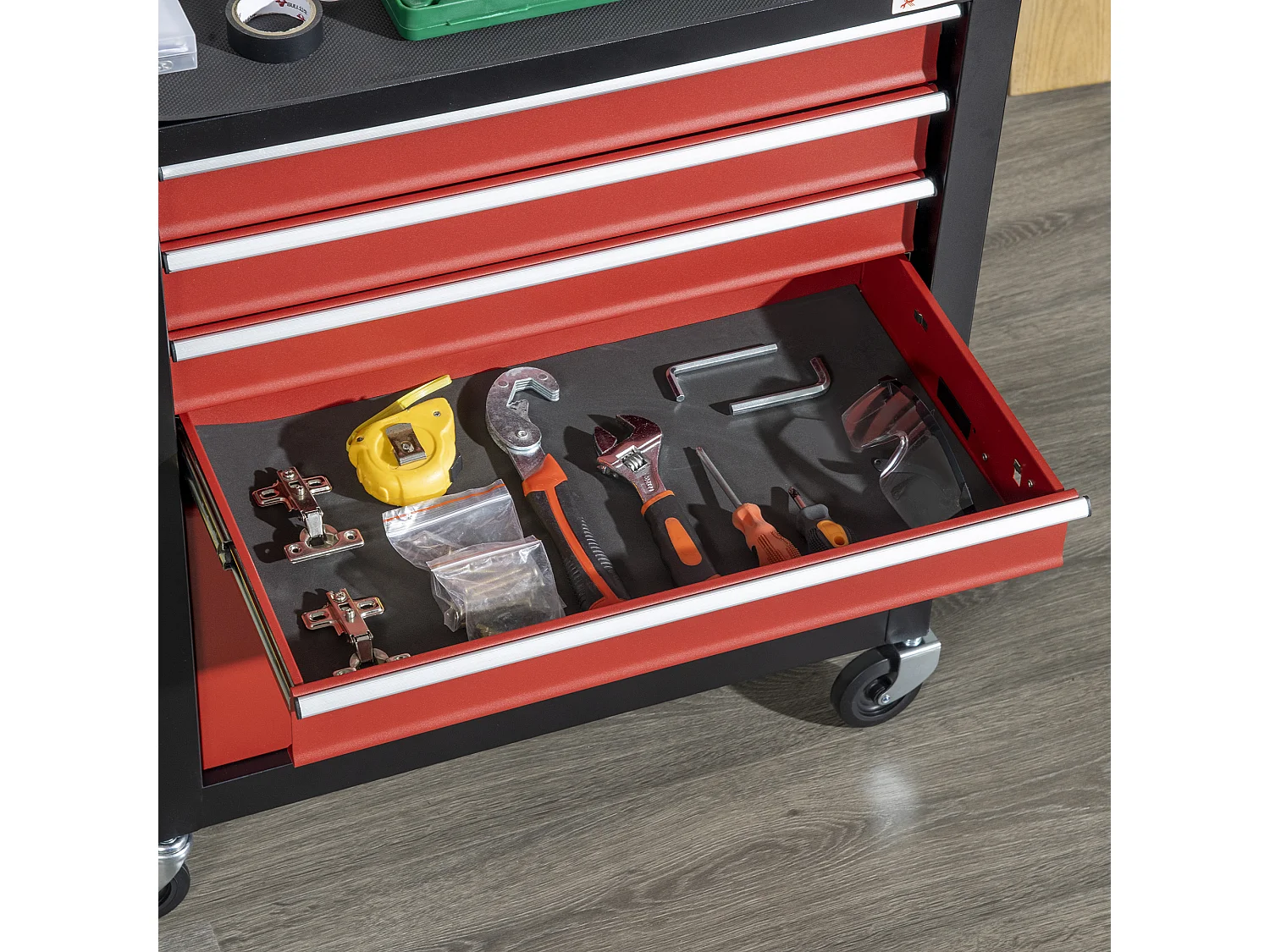 Carro de herramientas negro y rojo 69x33x75 cm DURHAND