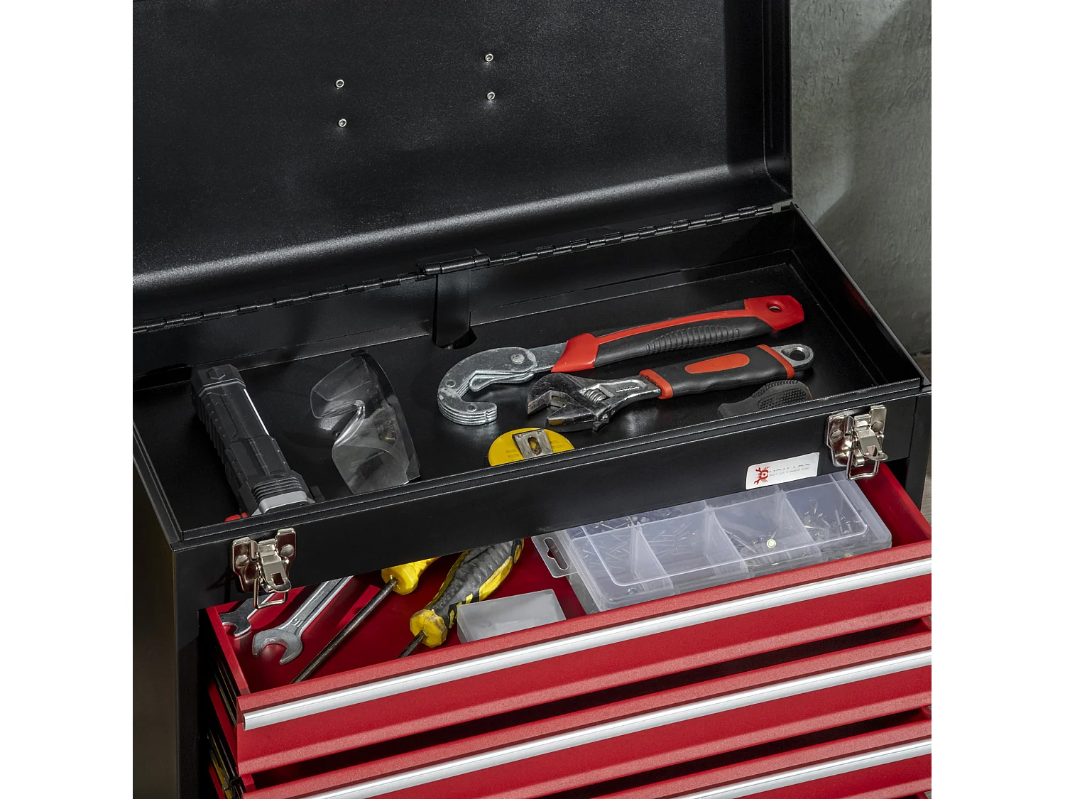 Caja de herramientas negro y rojo 51x22x39.5 cm DURHAND