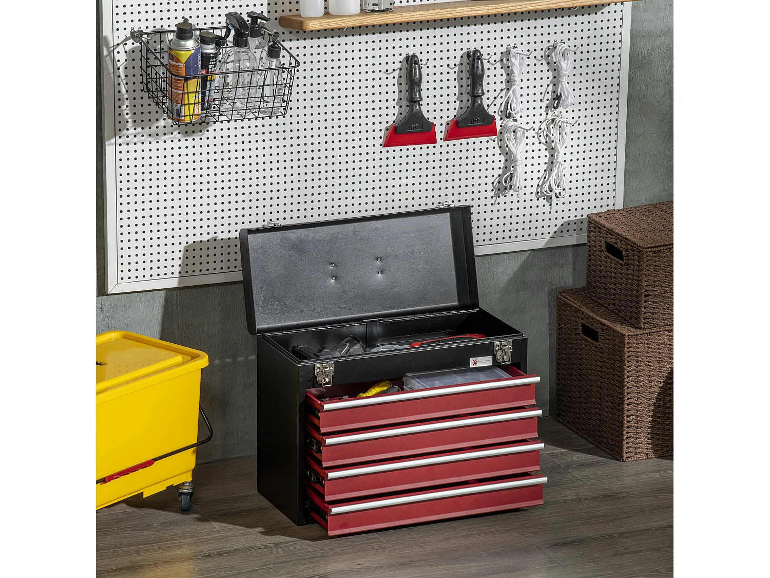 Caja de herramientas negro y rojo 51x22x39.5 cm DURHAND