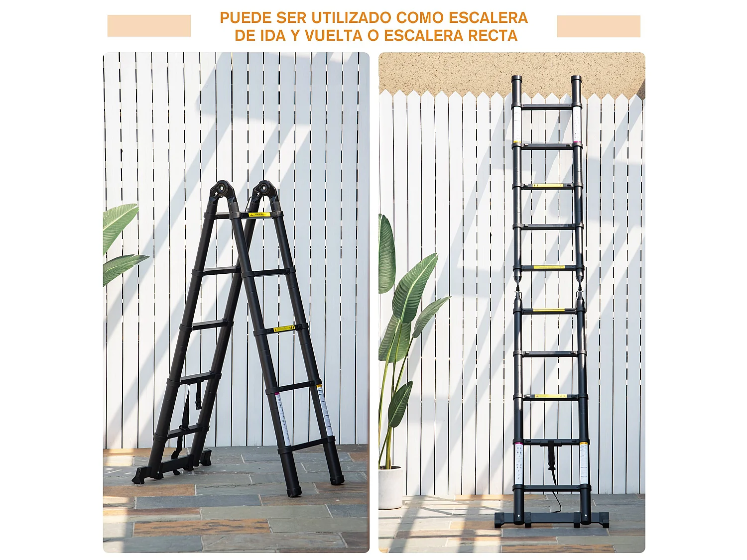 Escalera telescópica multifuncional negro 320x67x7 cm DURHAND