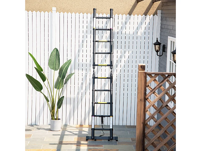 Escalera telescópica multifuncional negro 320x67x7 cm DURHAND