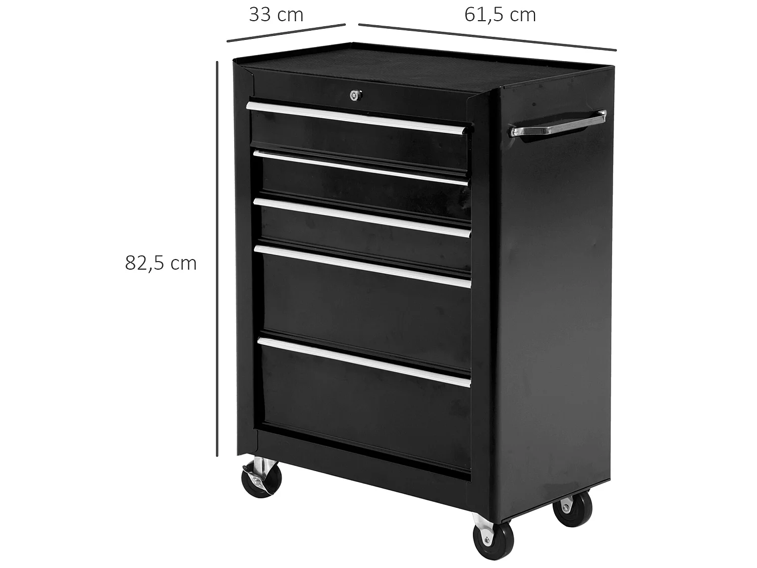 Carro de herramientas negro 61.5x33x82.5 cm HOMCOM