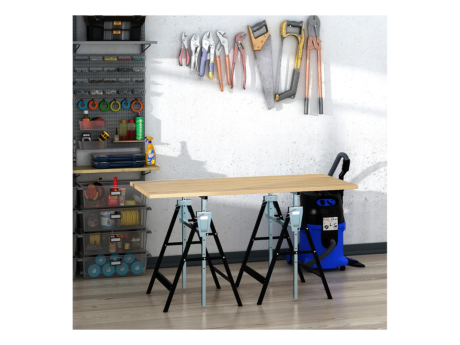 Caballetes telescópicos negro 68x58x130 cm HOMCOM