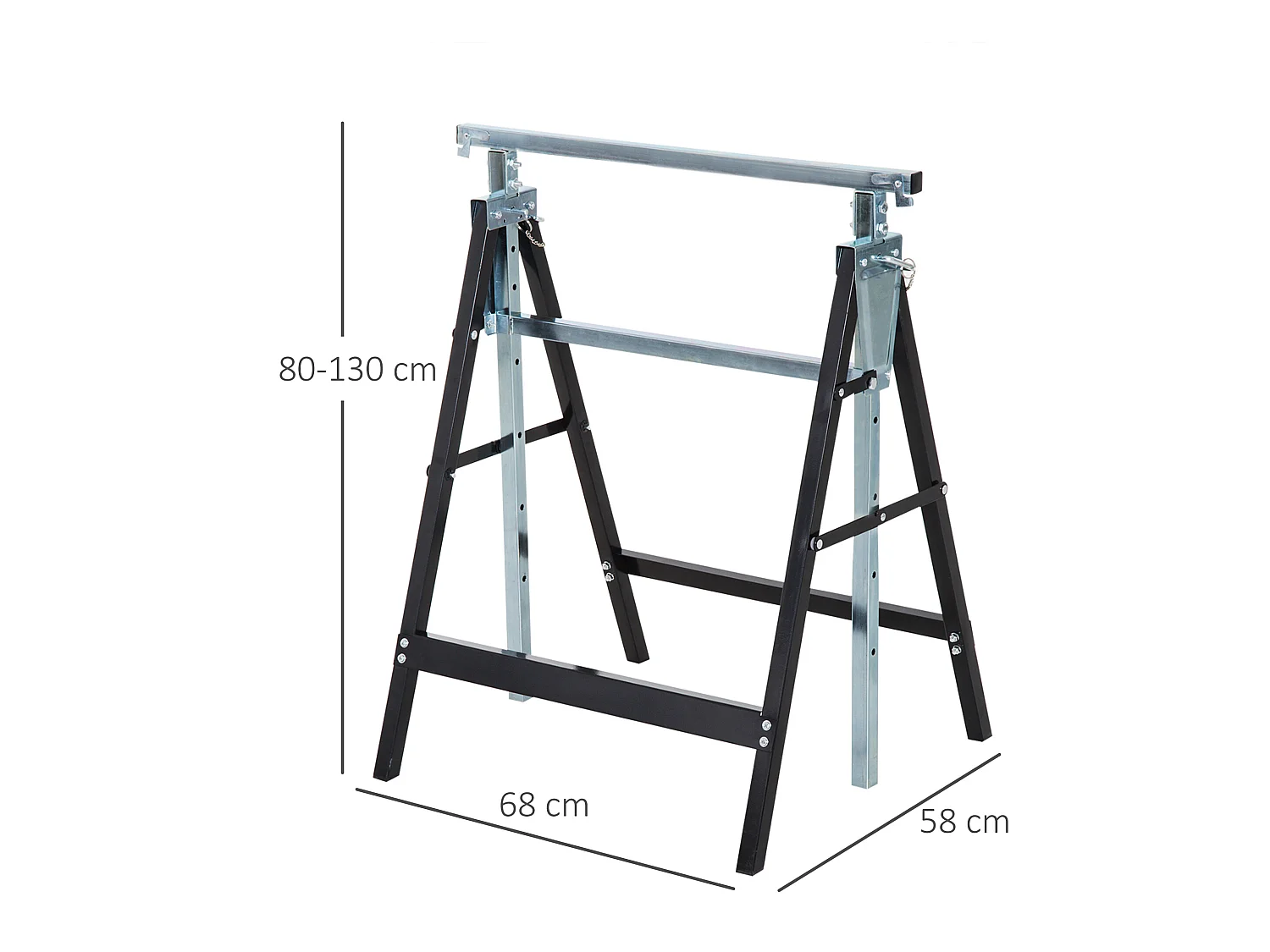 Caballetes telescópicos negro 68x58x130 cm HOMCOM