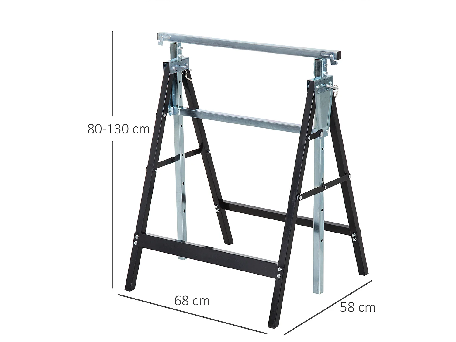 Caballetes telescópicos negro 68x58x130 cm HOMCOM
