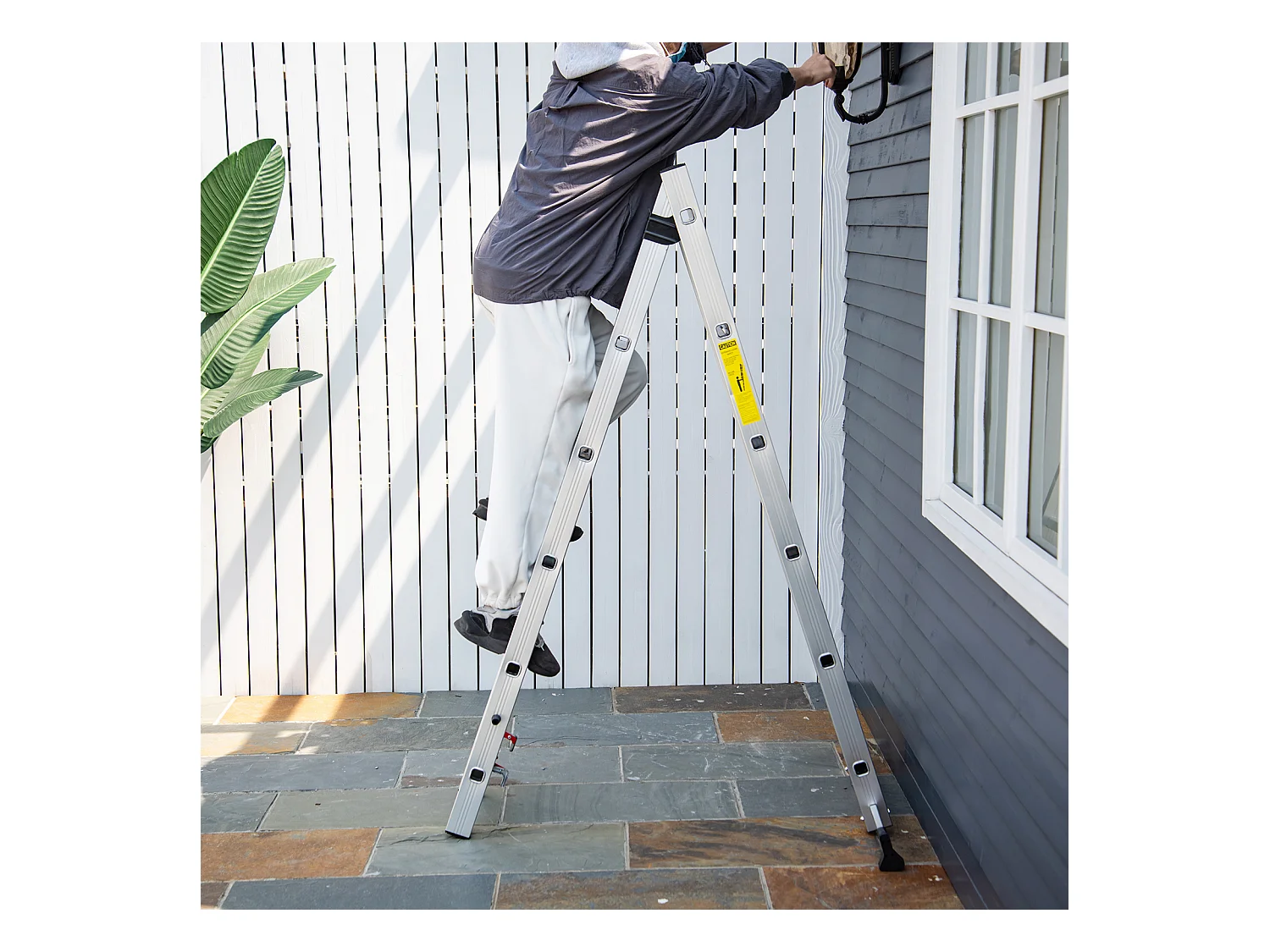 Escalera de aluminio plata 249x61x13 cm HOMCOM