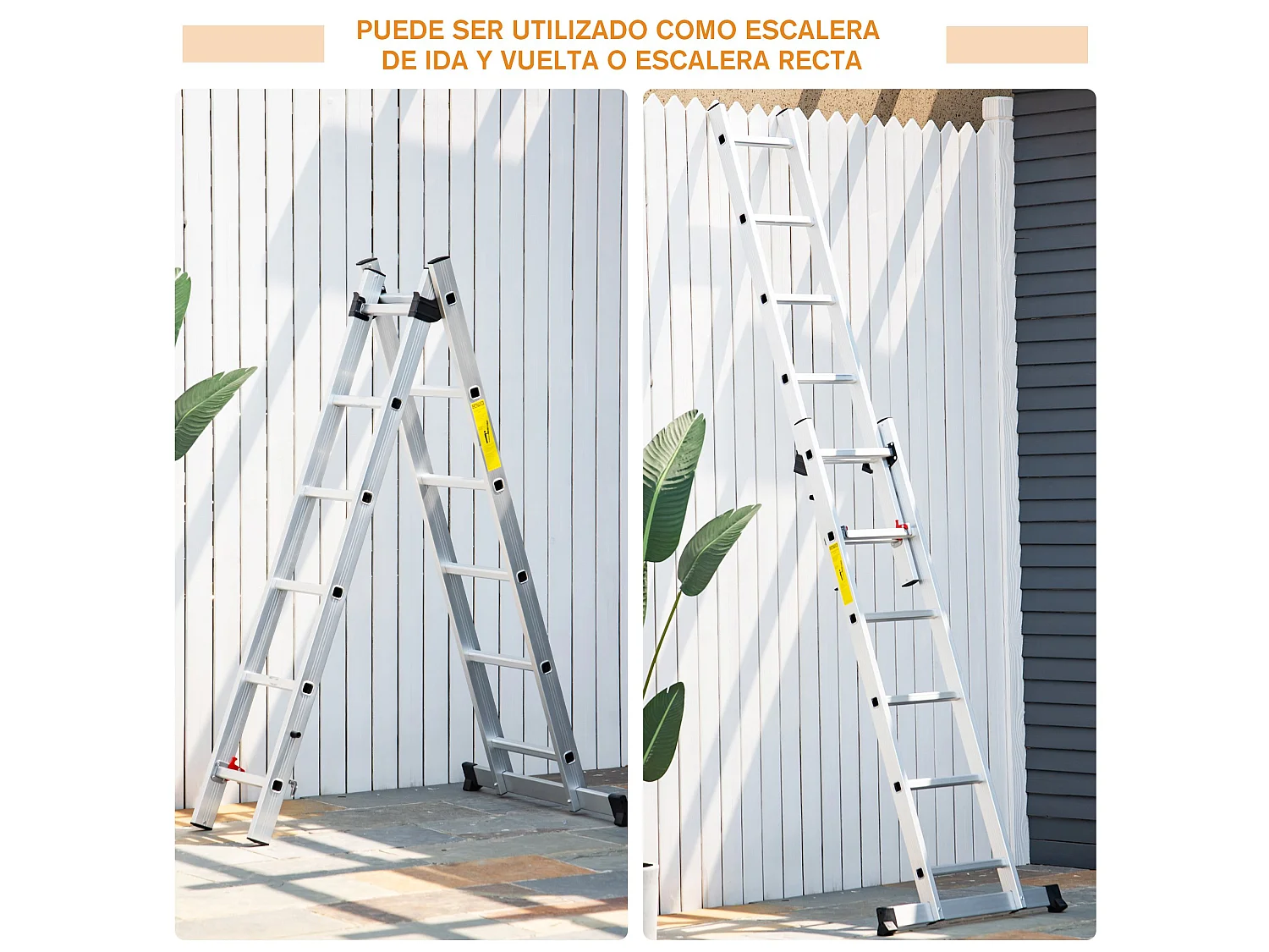 Escalera de aluminio plata 249x61x13 cm HOMCOM