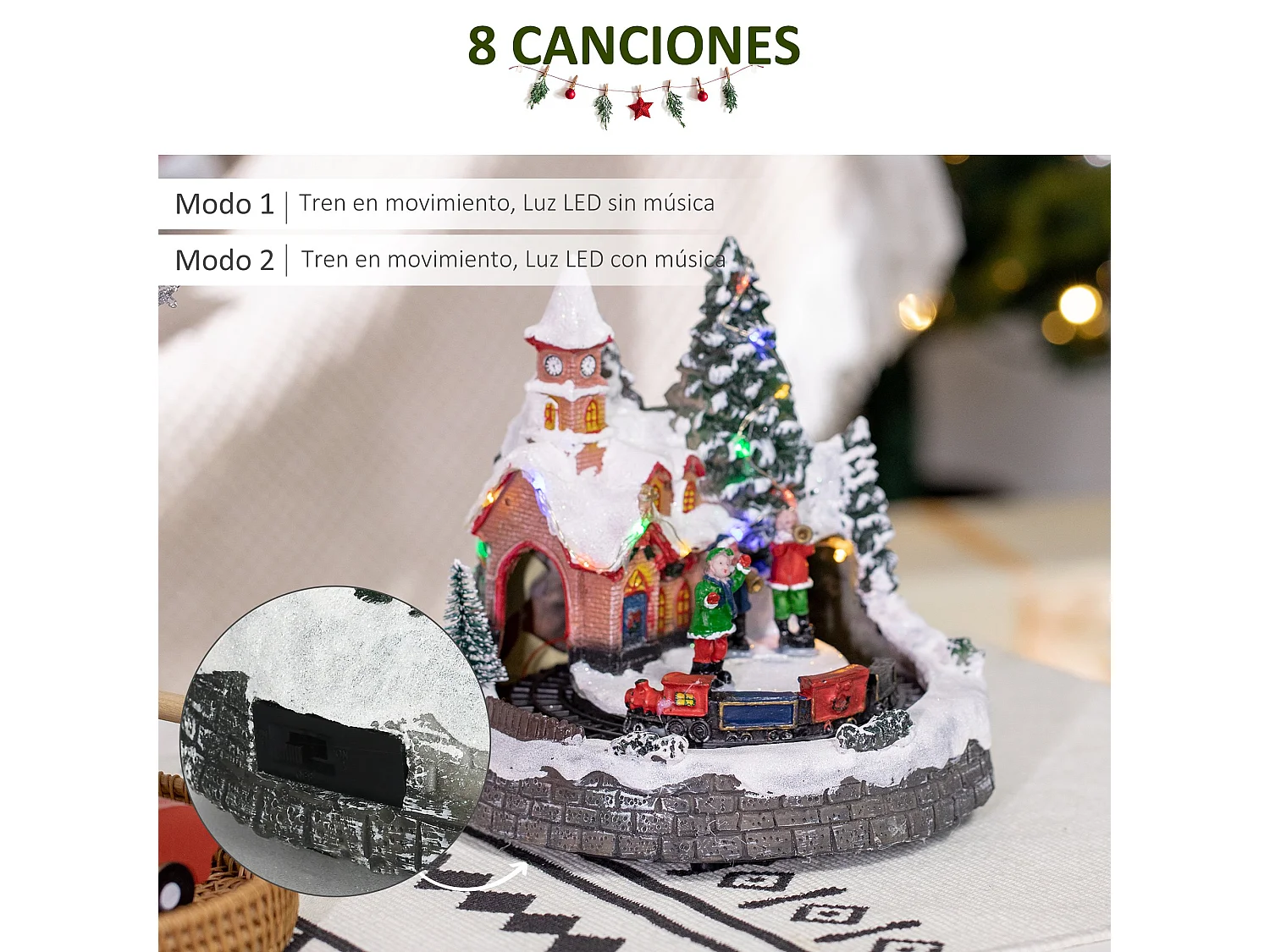 Pueblo navideño multicolor 20x19.5x20 cm HOMCOM