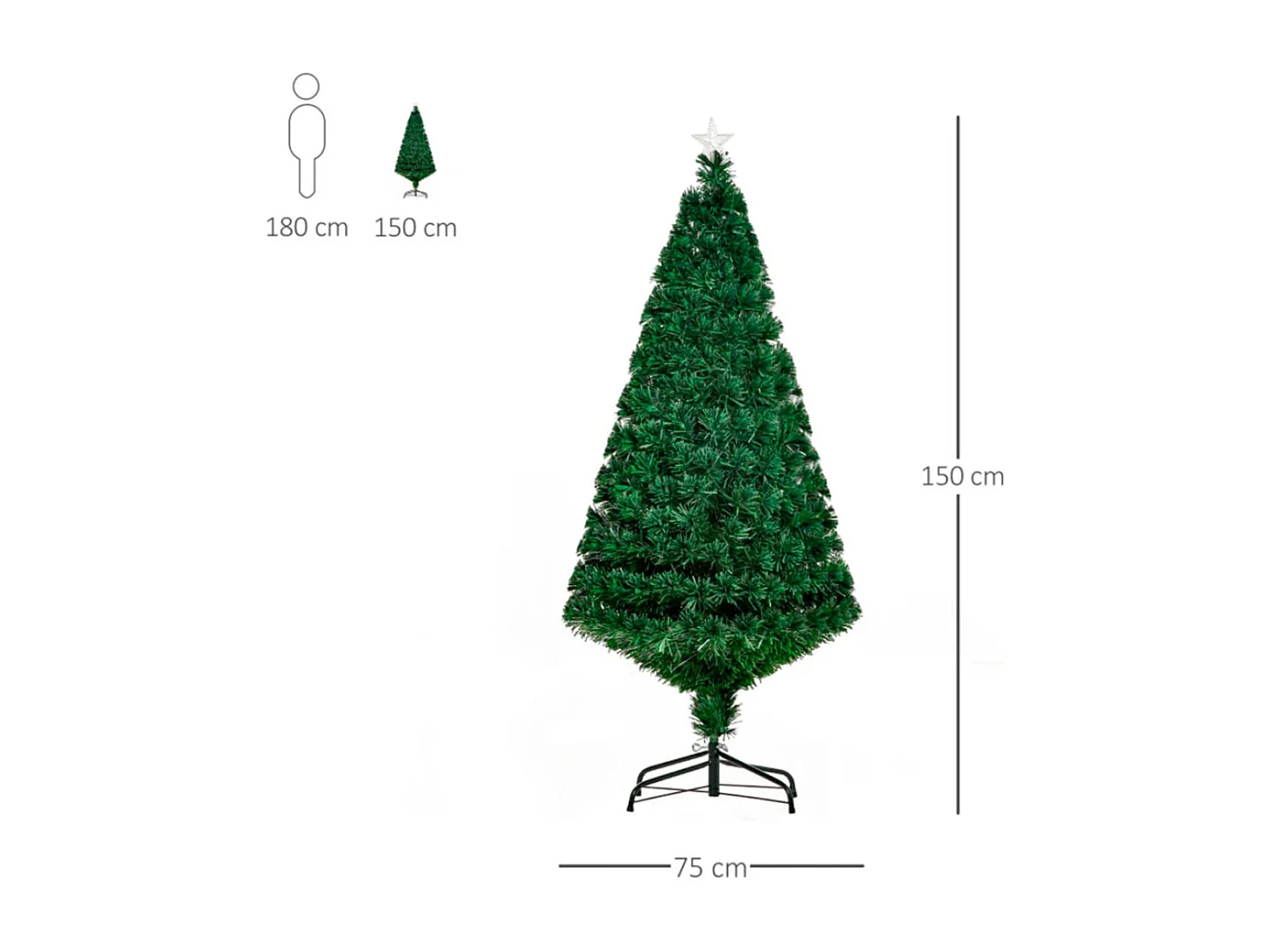 Árbol de navidad verde ø75x150 cm HOMCOM