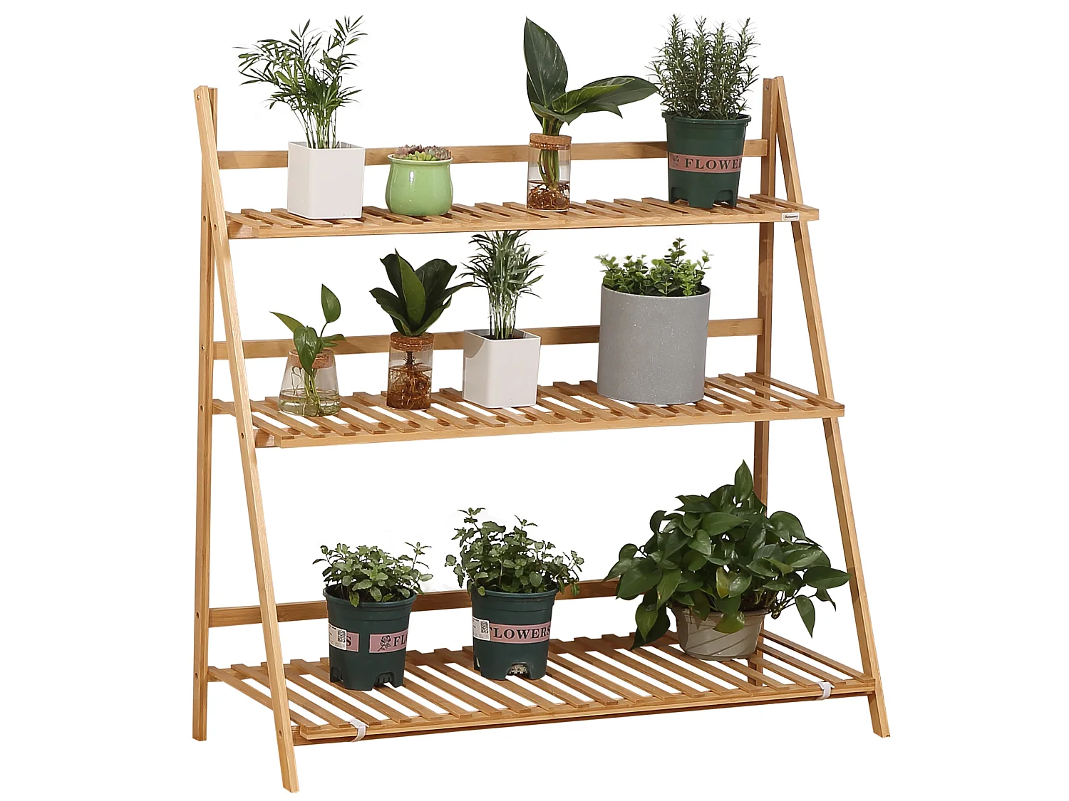 Estantería para plantas madera natural 98x37x96.5 cm Outsunny