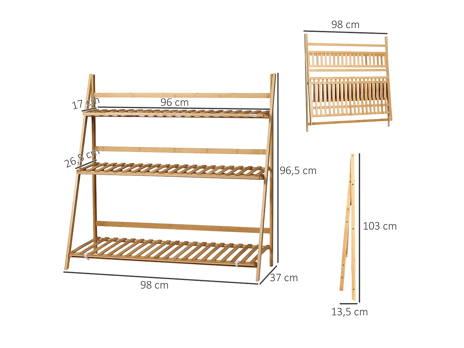 Estantería para plantas madera natural 98x37x96.5 cm Outsunny
