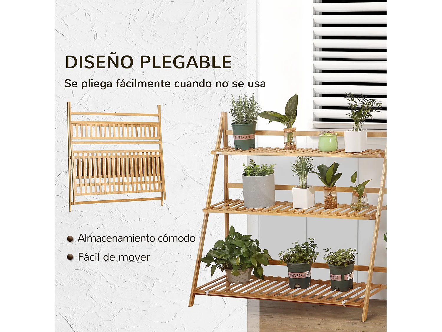 Estantería para plantas madera natural 98x37x96.5 cm Outsunny