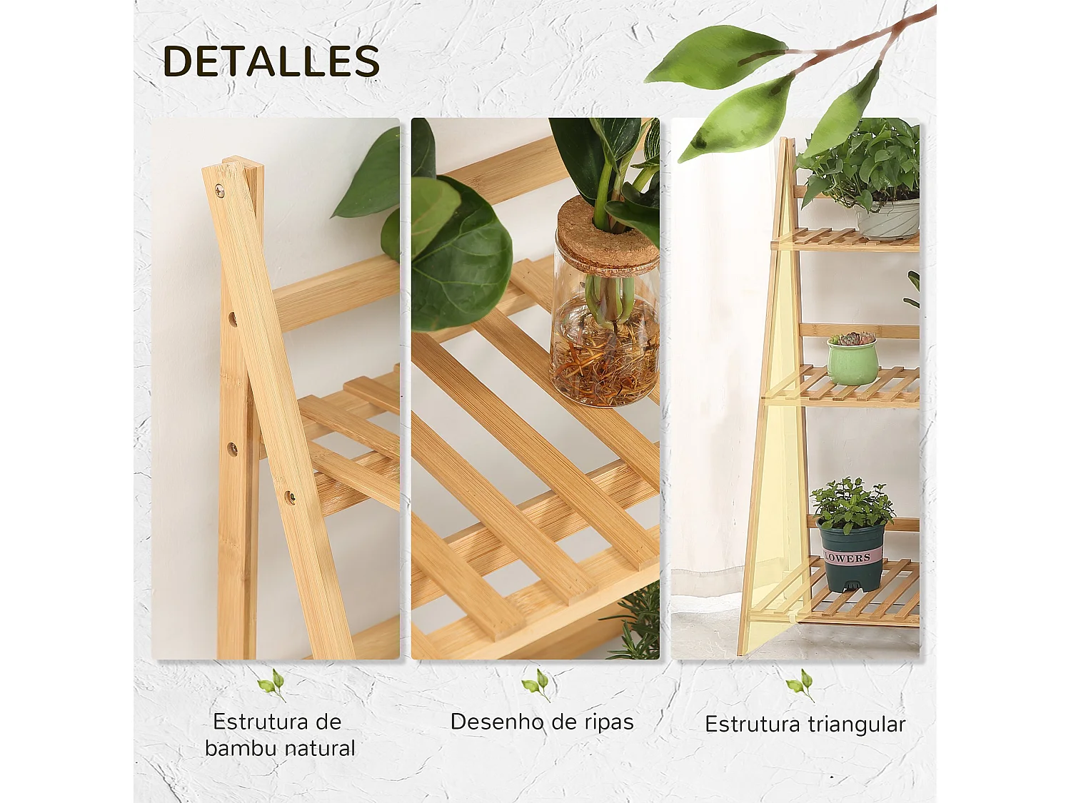 Estantería para plantas madera natural 98x37x96.5 cm Outsunny