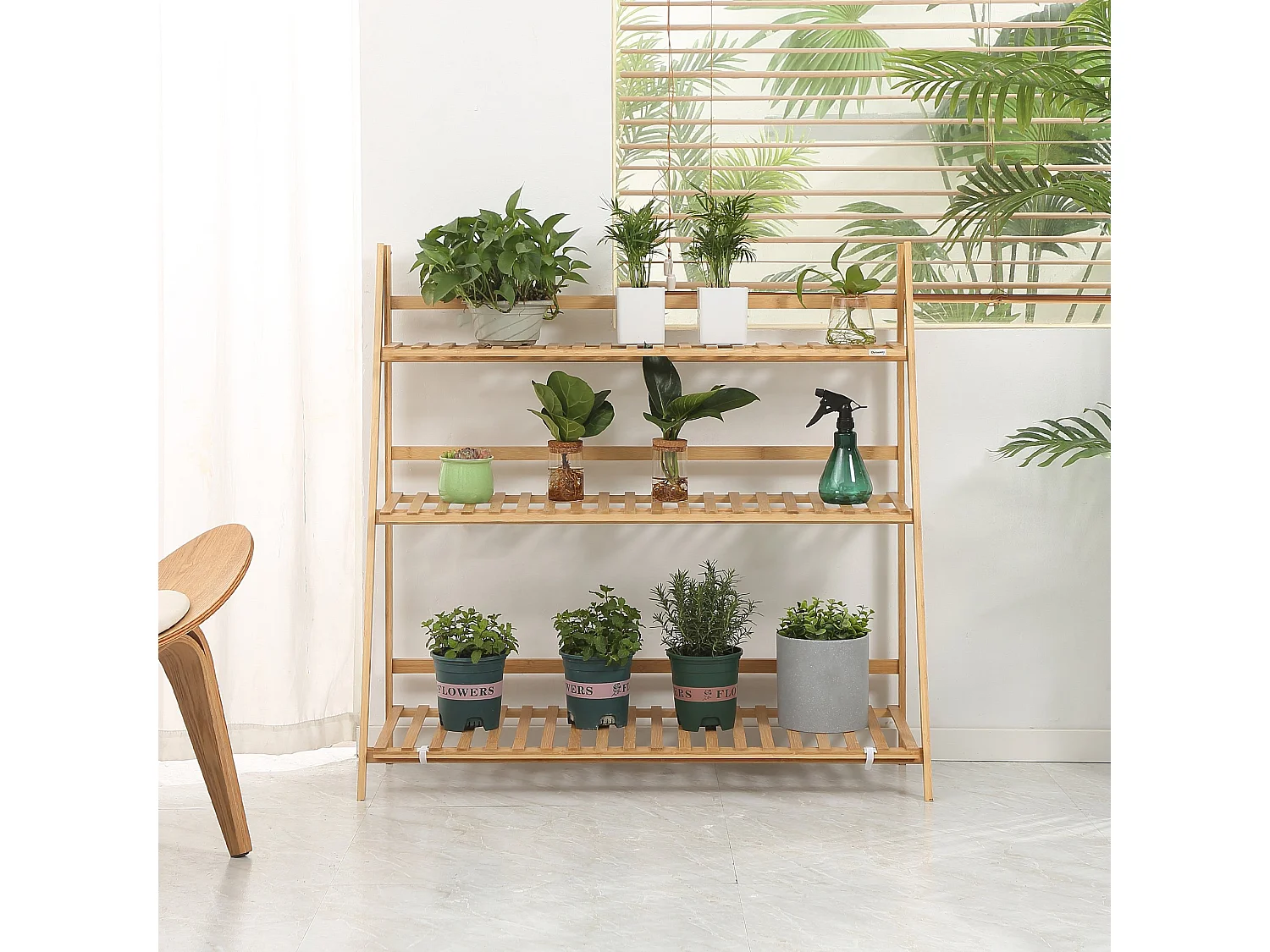 Estantería para plantas madera natural 98x37x96.5 cm Outsunny