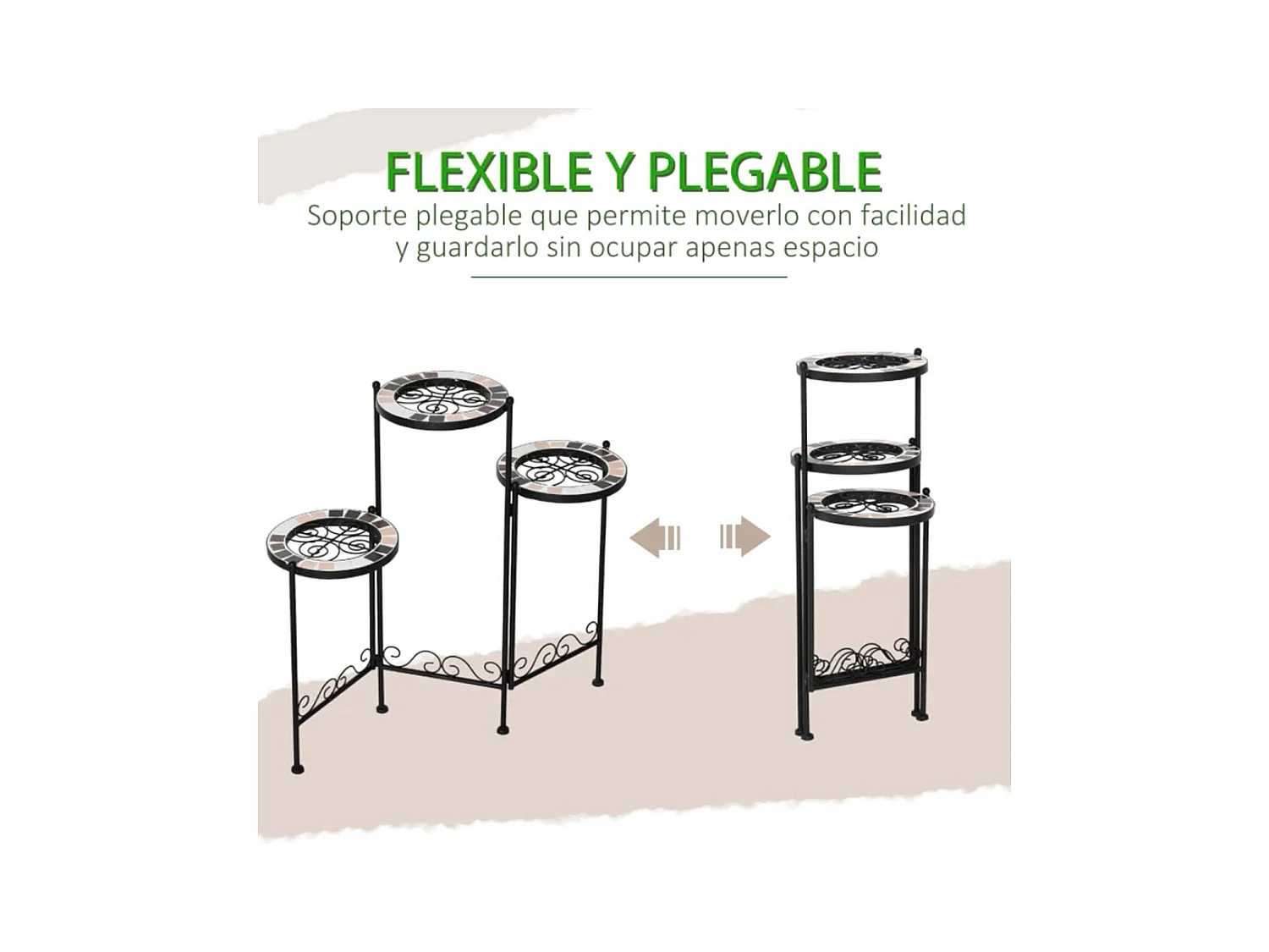 Soporte de metal para plantas negro 60x22x65 cm Outsunny