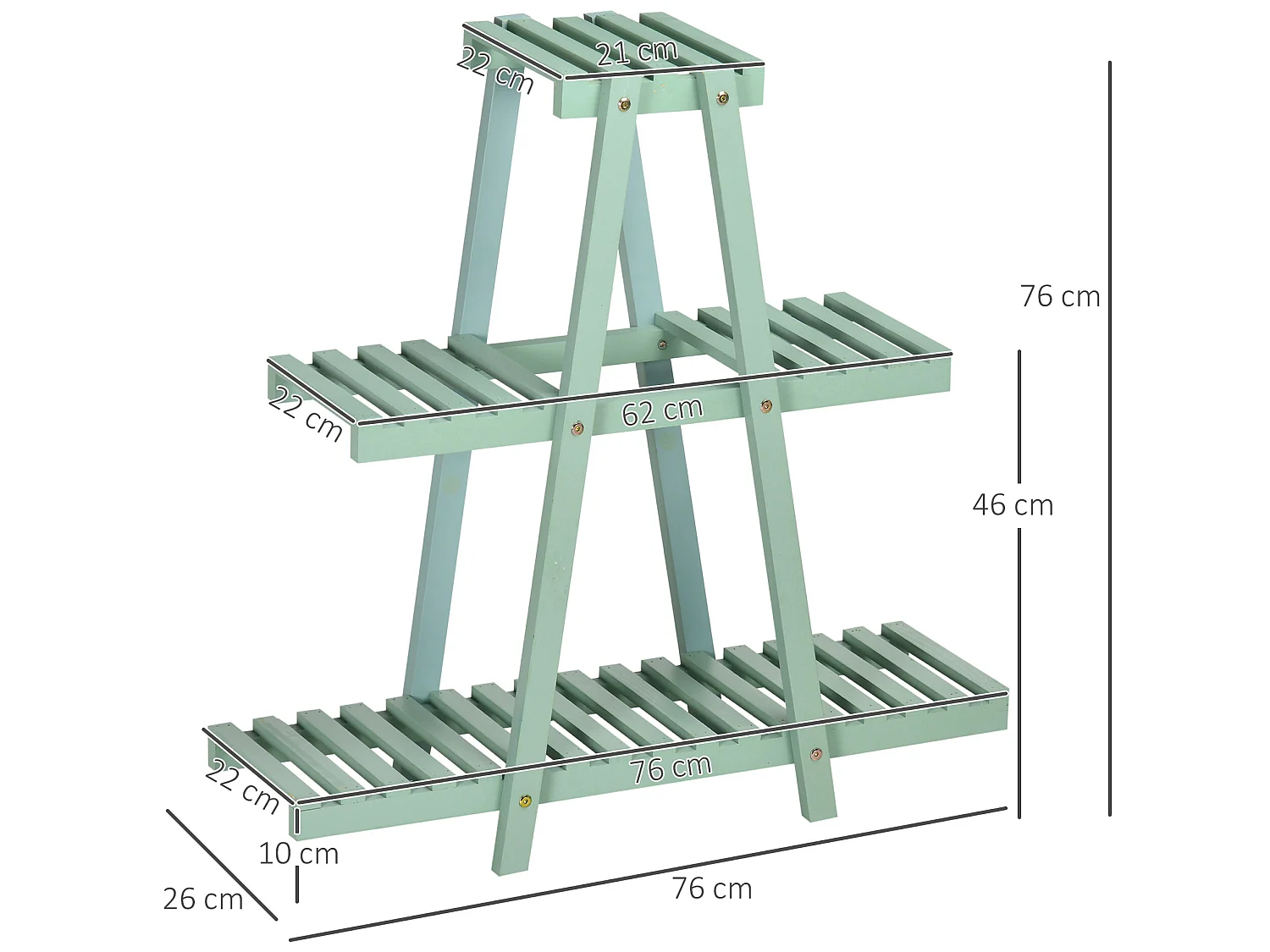 Estantería para plantas verde 76x26x76 cm Outsunny