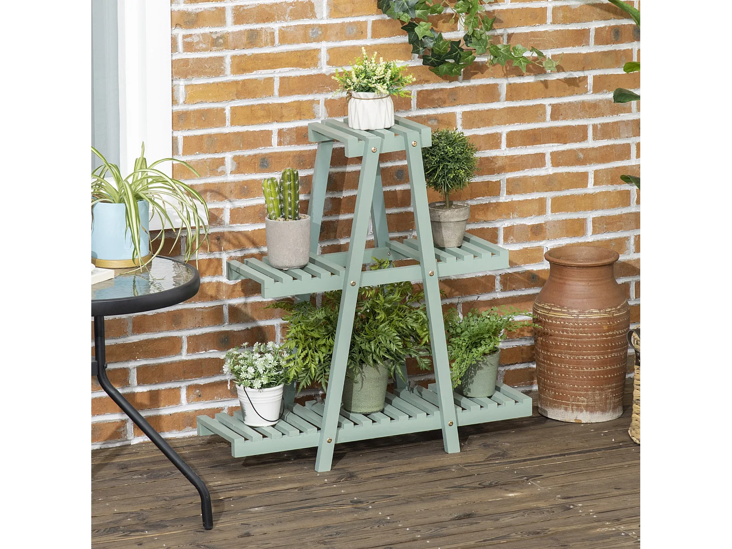 Estantería para plantas verde 76x26x76 cm Outsunny