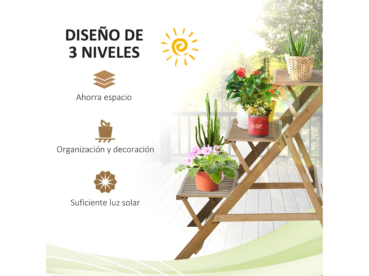 Estantería para plantas marrón 101x83x88 cm Outsunny