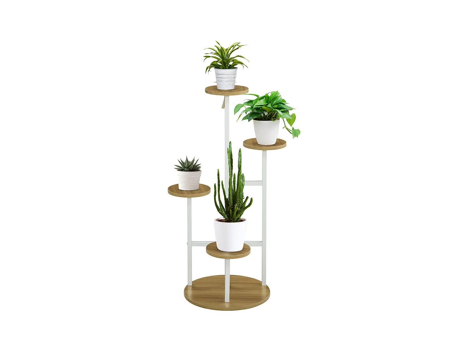 Soporte para plantas blanco y natural 40x40x95.5 cm Outsunny