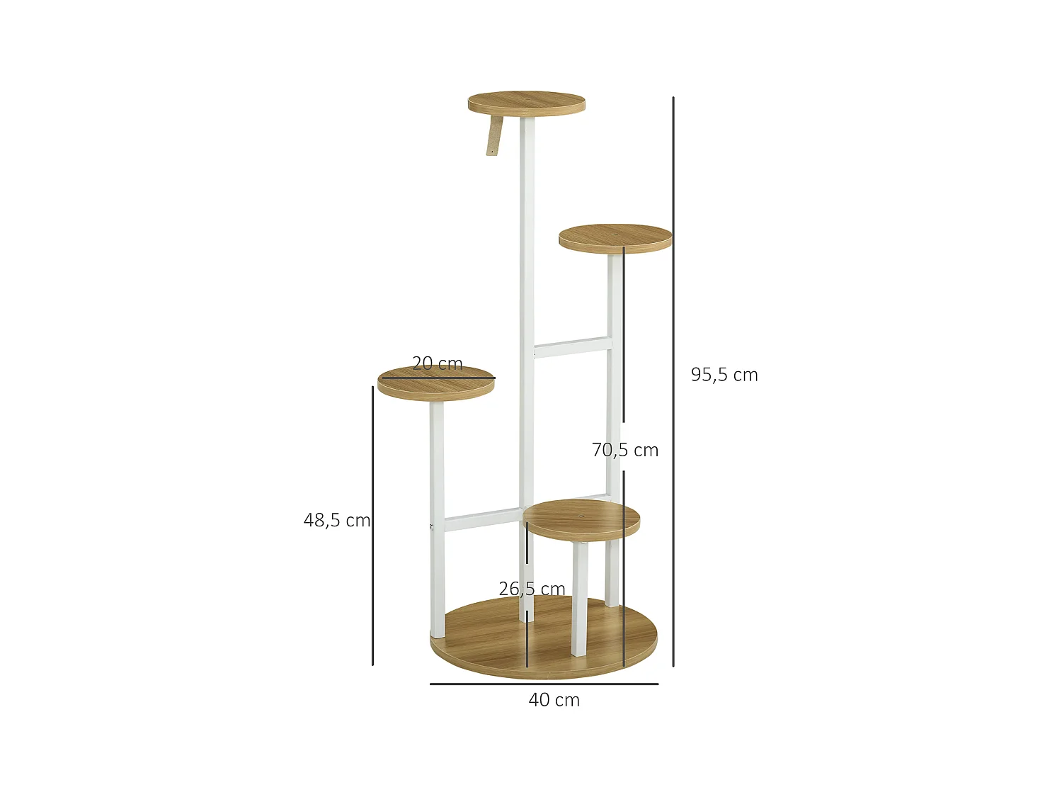 Soporte para plantas blanco y natural 40x40x95.5 cm Outsunny