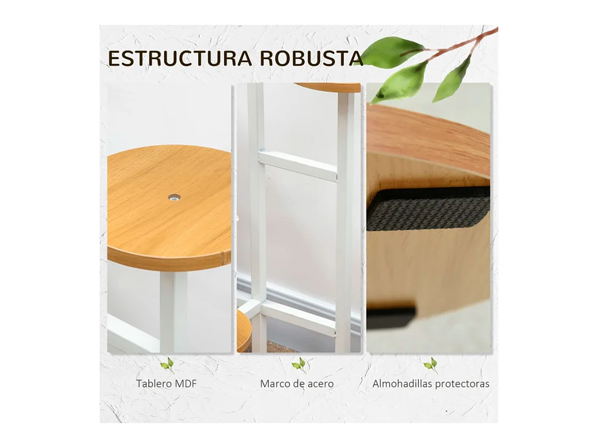 Soporte para plantas blanco y natural 40x40x95.5 cm Outsunny