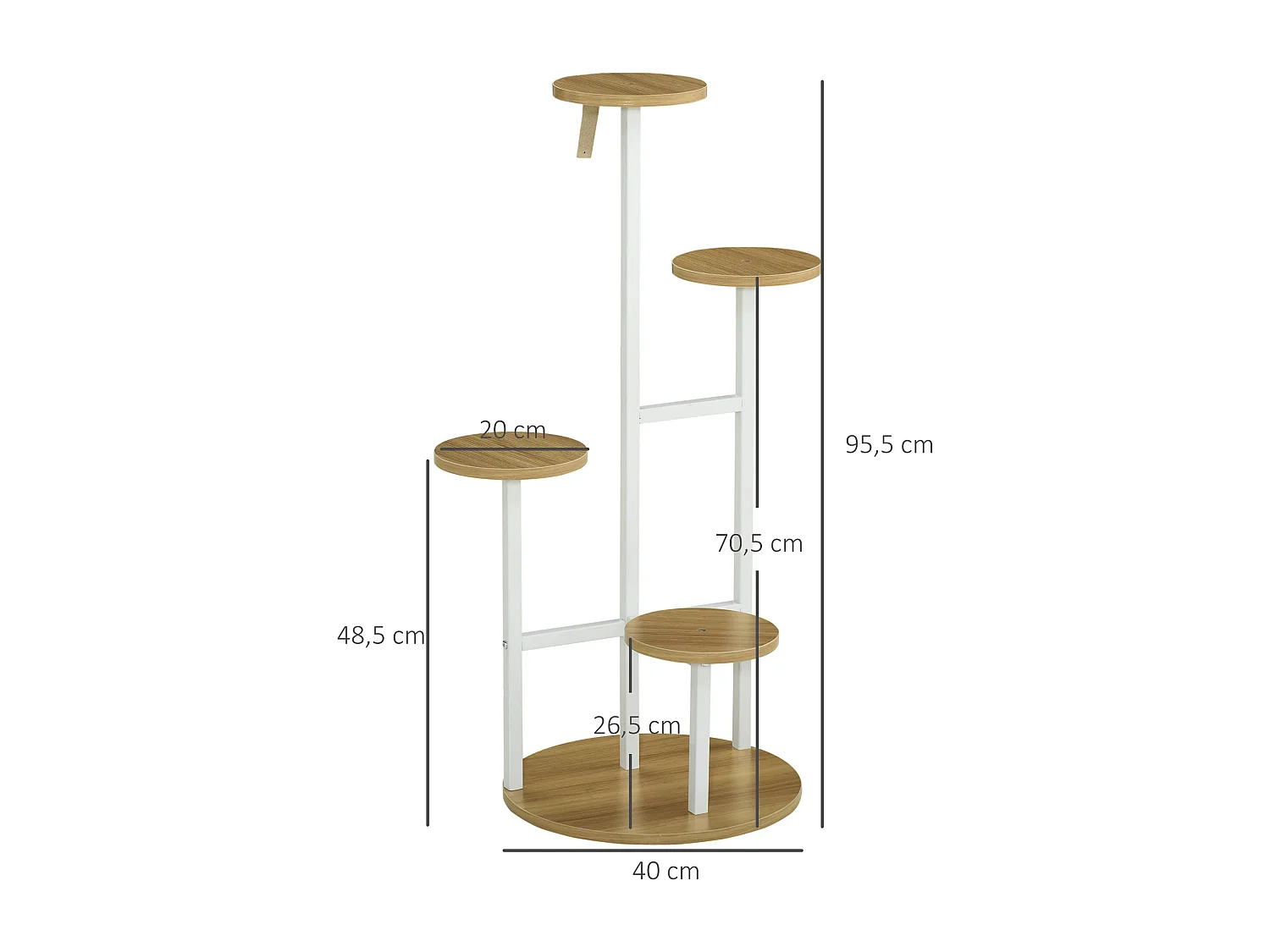 Soporte para plantas blanco y natural 40x40x95.5 cm Outsunny
