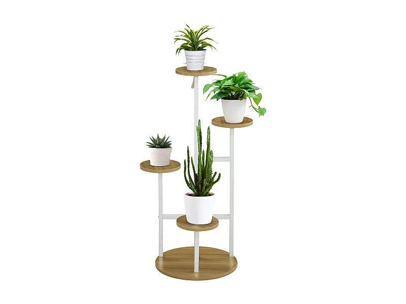 Soporte para plantas blanco y natural 40x40x95.5 cm Outsunny