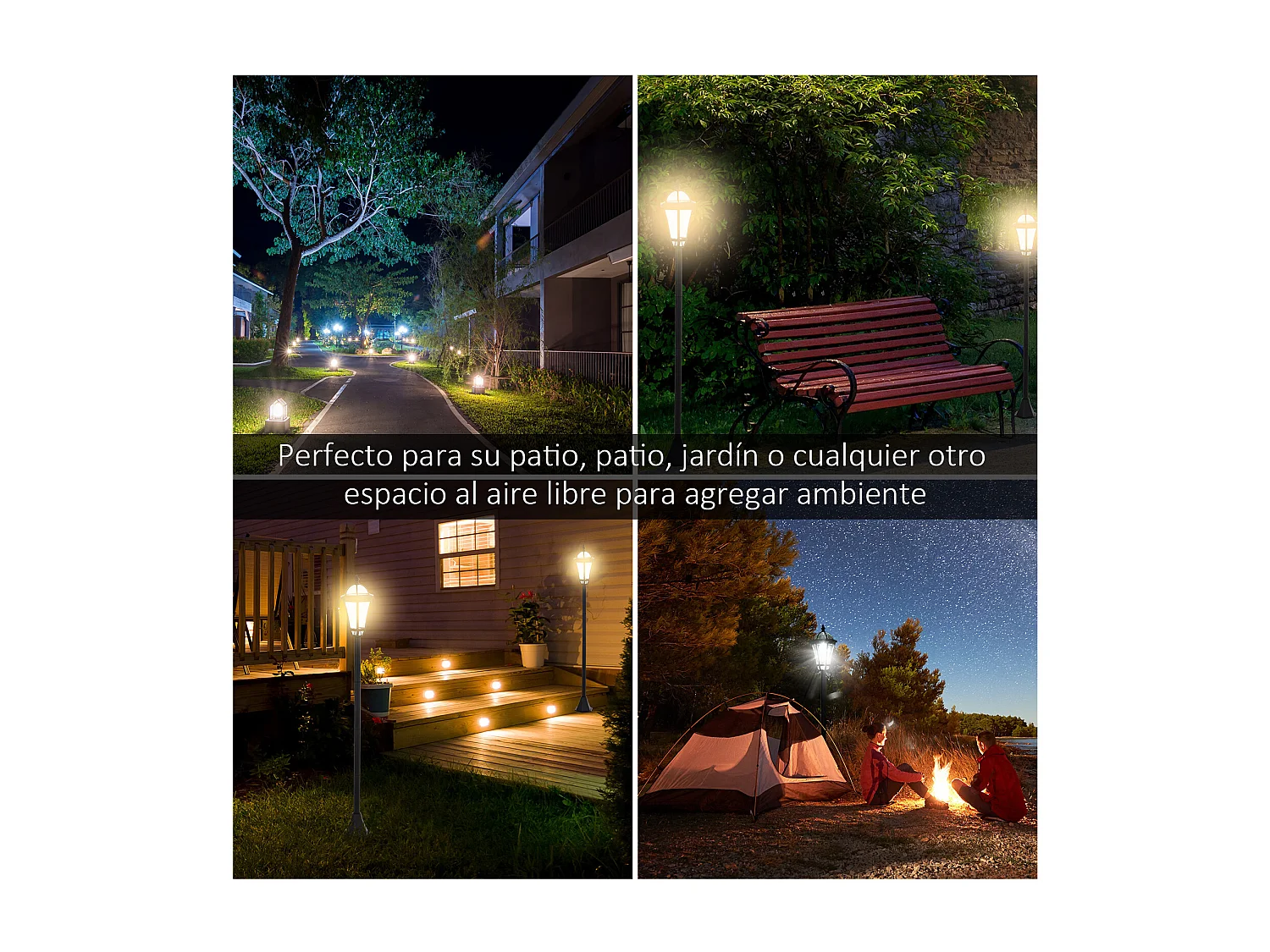 Faroles de jardín negro 18.5x18.5x129 cm Outsunny