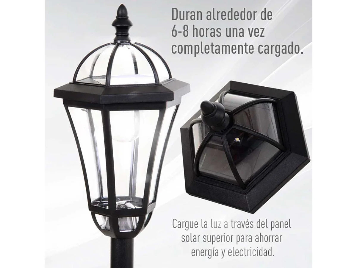 Faroles de jardín negro 18.5x18.5x129 cm Outsunny