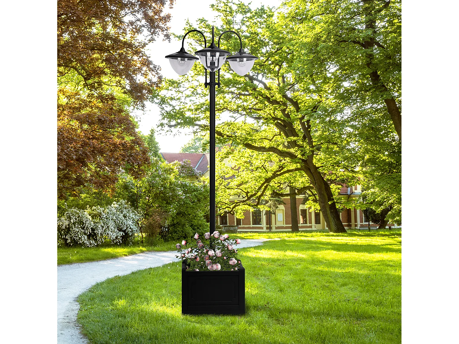 Farol de jardín negro 60x55x189 cm Outsunny
