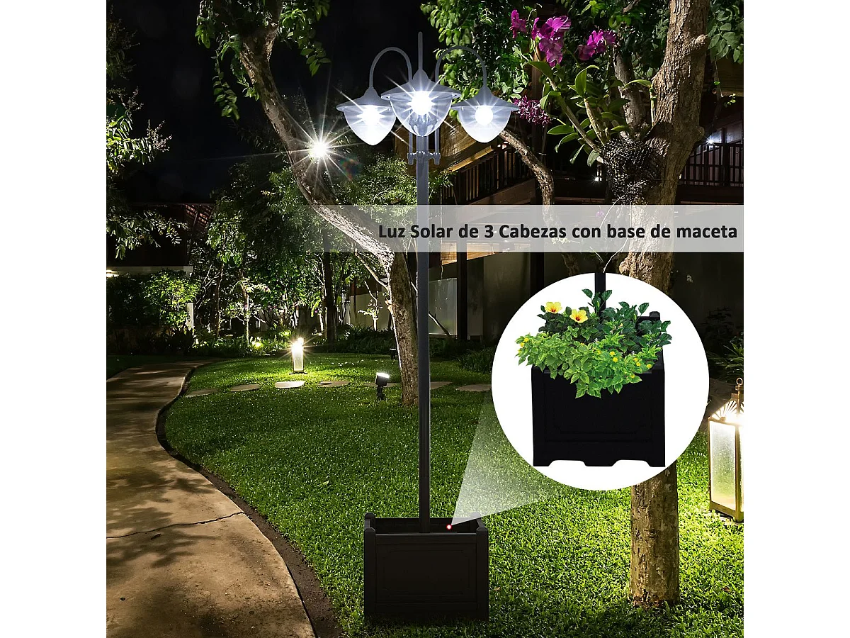 Farol de jardín negro 60x55x189 cm Outsunny