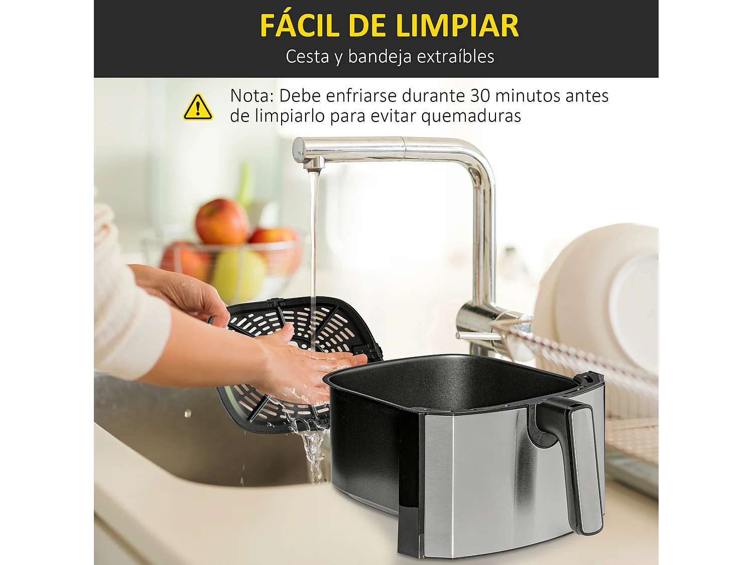 Freidora sin aceite negro 36.5x29x33.8 cm HOMCOM