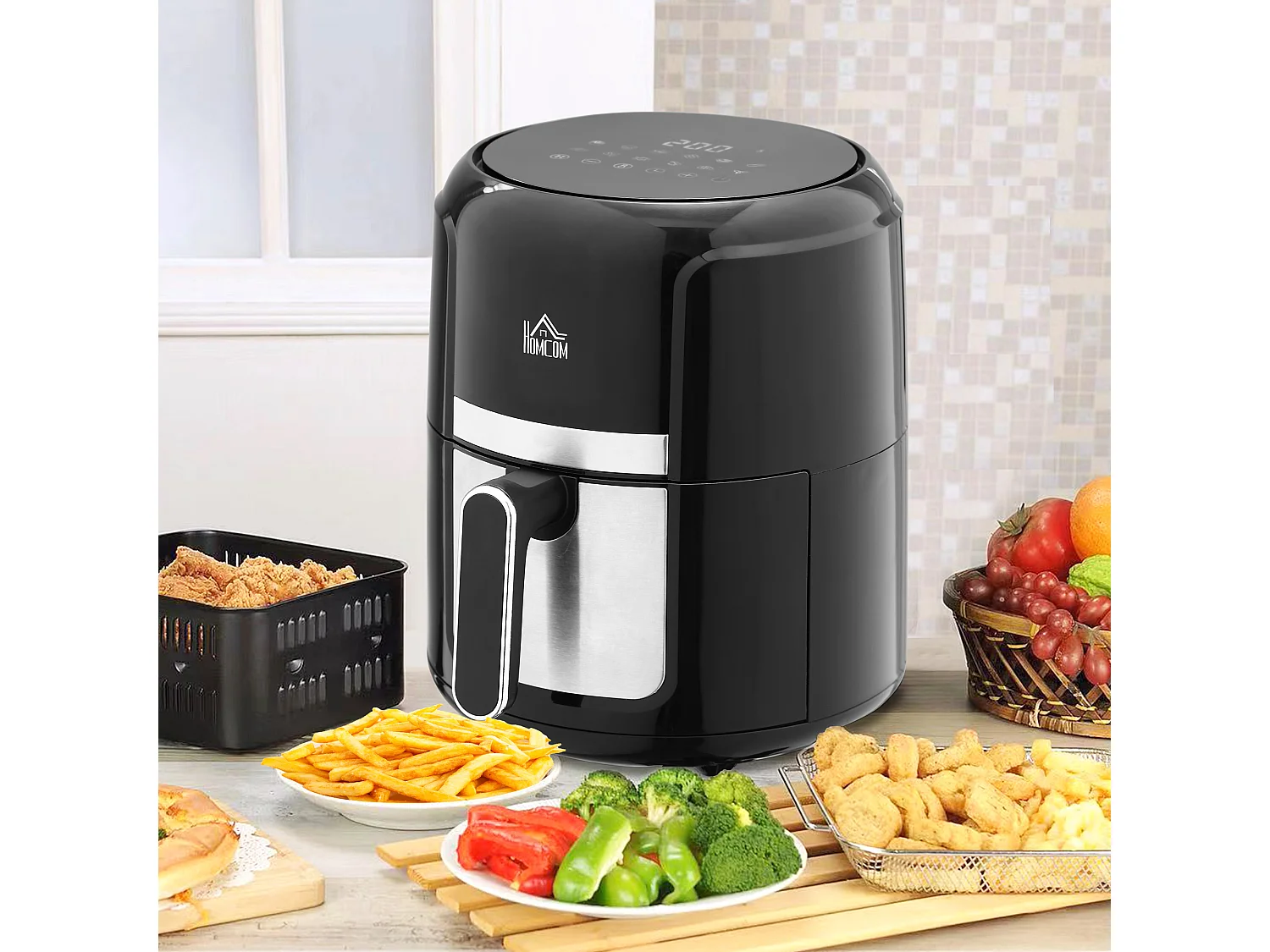 Freidora sin aceite negro 34.2x25.6x31.8 cm HOMCOM