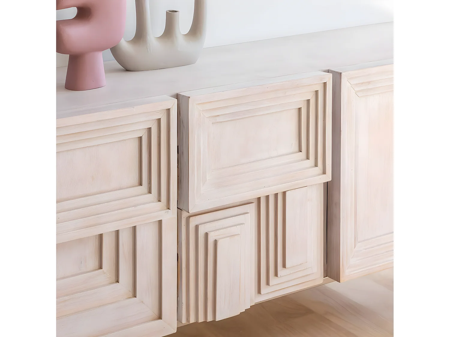 Buffet en bois de manguier blanchi Tristan