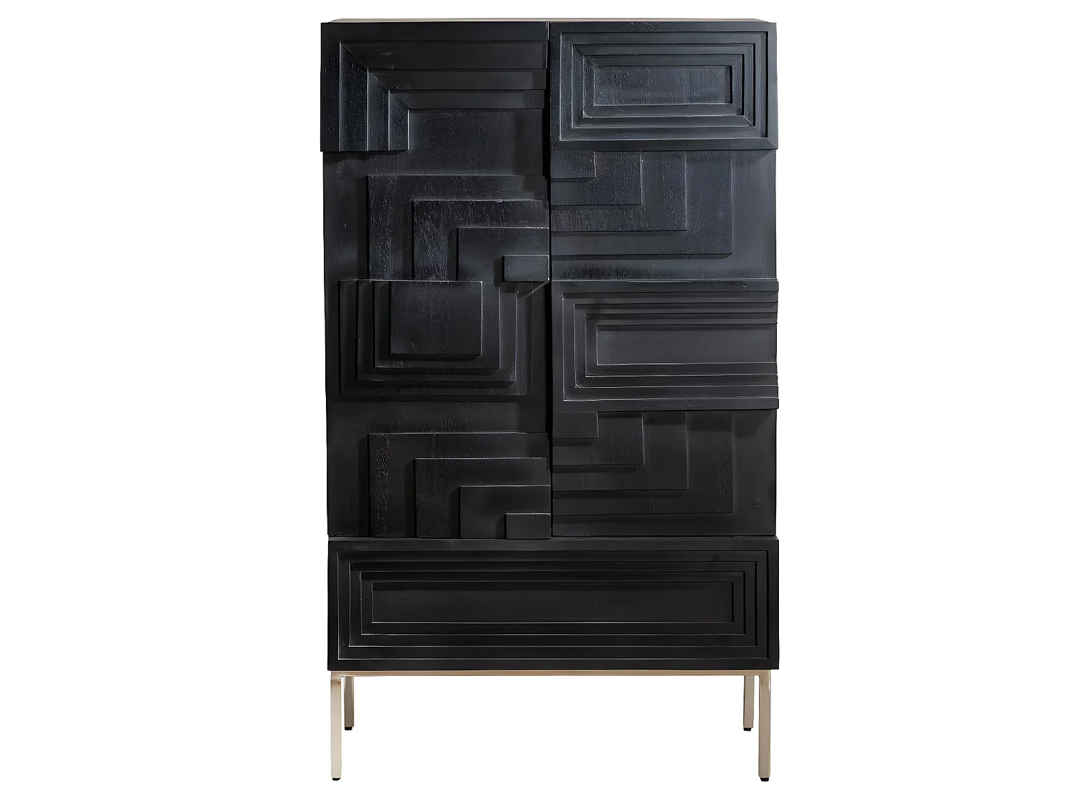 Buffet haut en bois de manguier noir Tristan