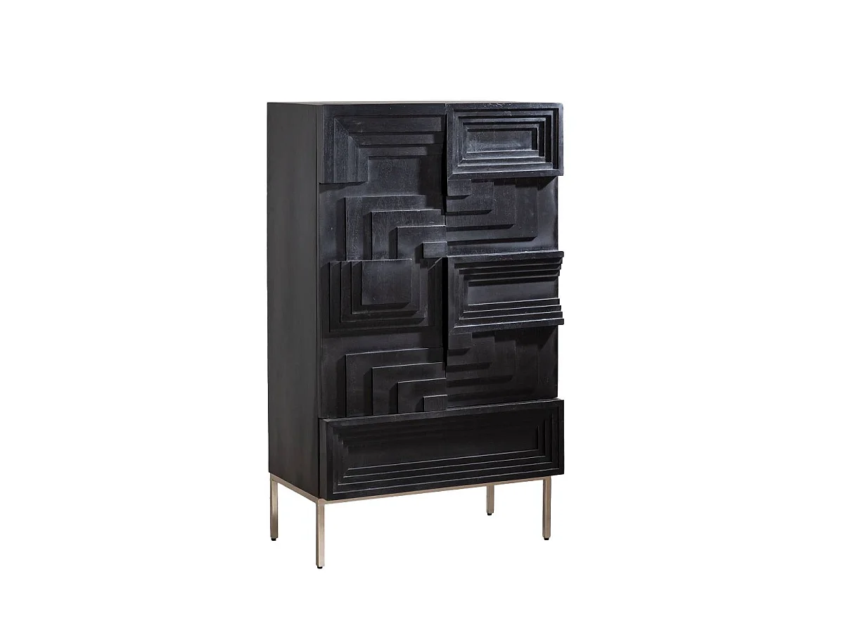 Buffet haut en bois de manguier noir Tristan
