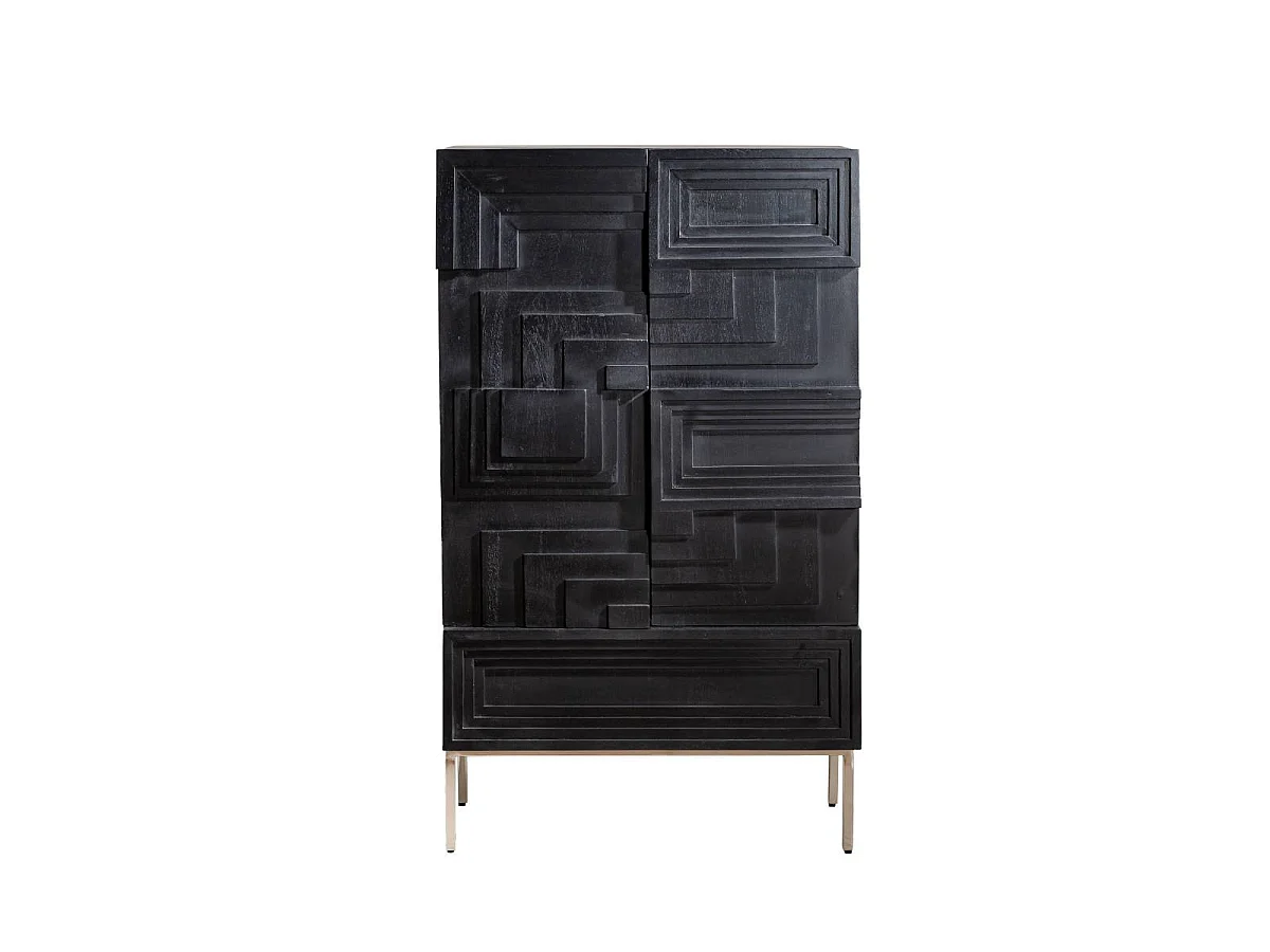 Buffet haut en bois de manguier noir Tristan