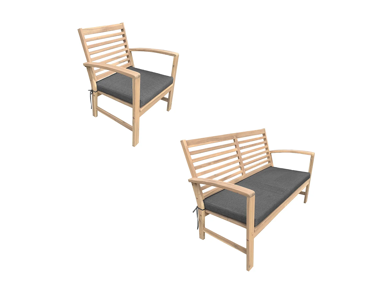 Acacia tuinmeubelset GOA 4 zits - grijze kussens