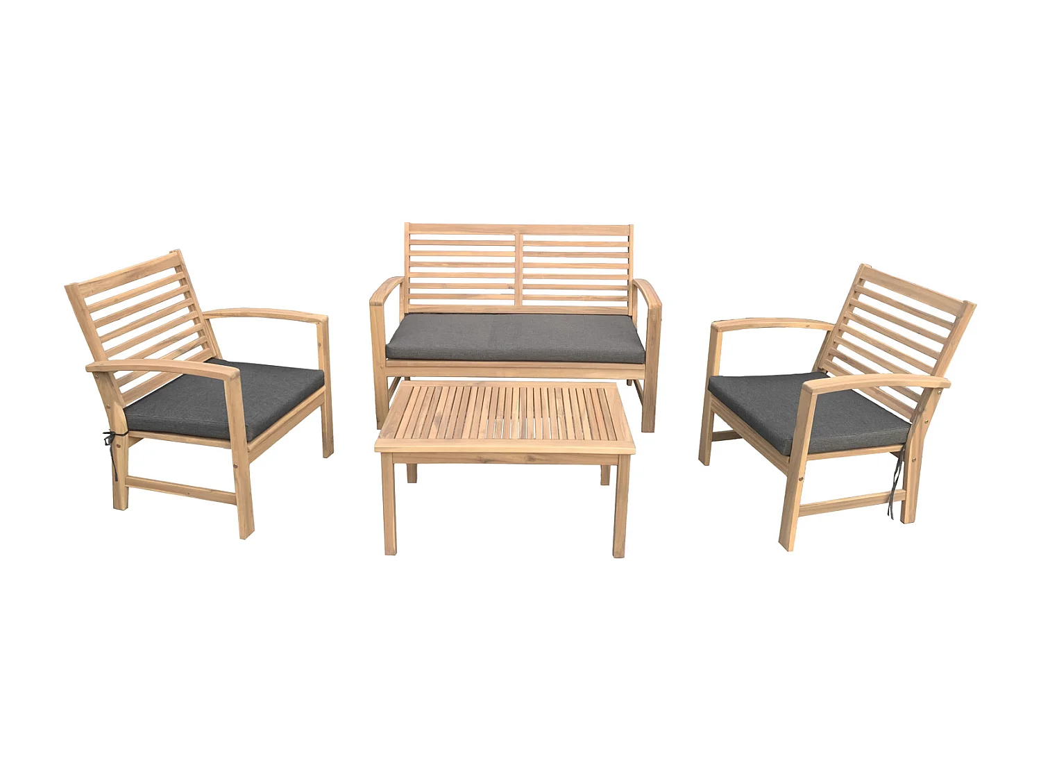 Acacia tuinmeubelset GOA 4 zits - grijze kussens