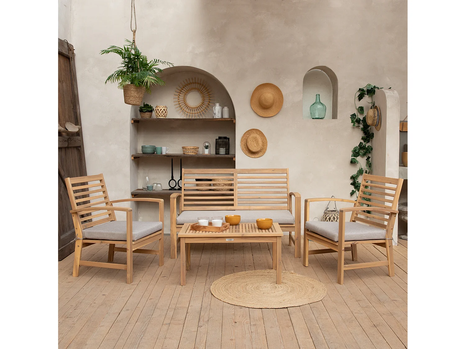 Acacia tuinmeubelset GOA 4 zits - zandkussens