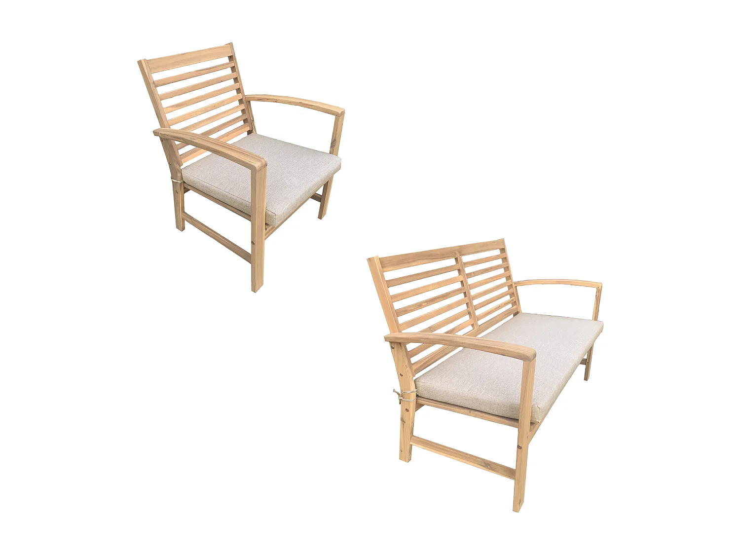 Set di mobili da giardino in acacia GOA 4 posti - cuscini sabbia