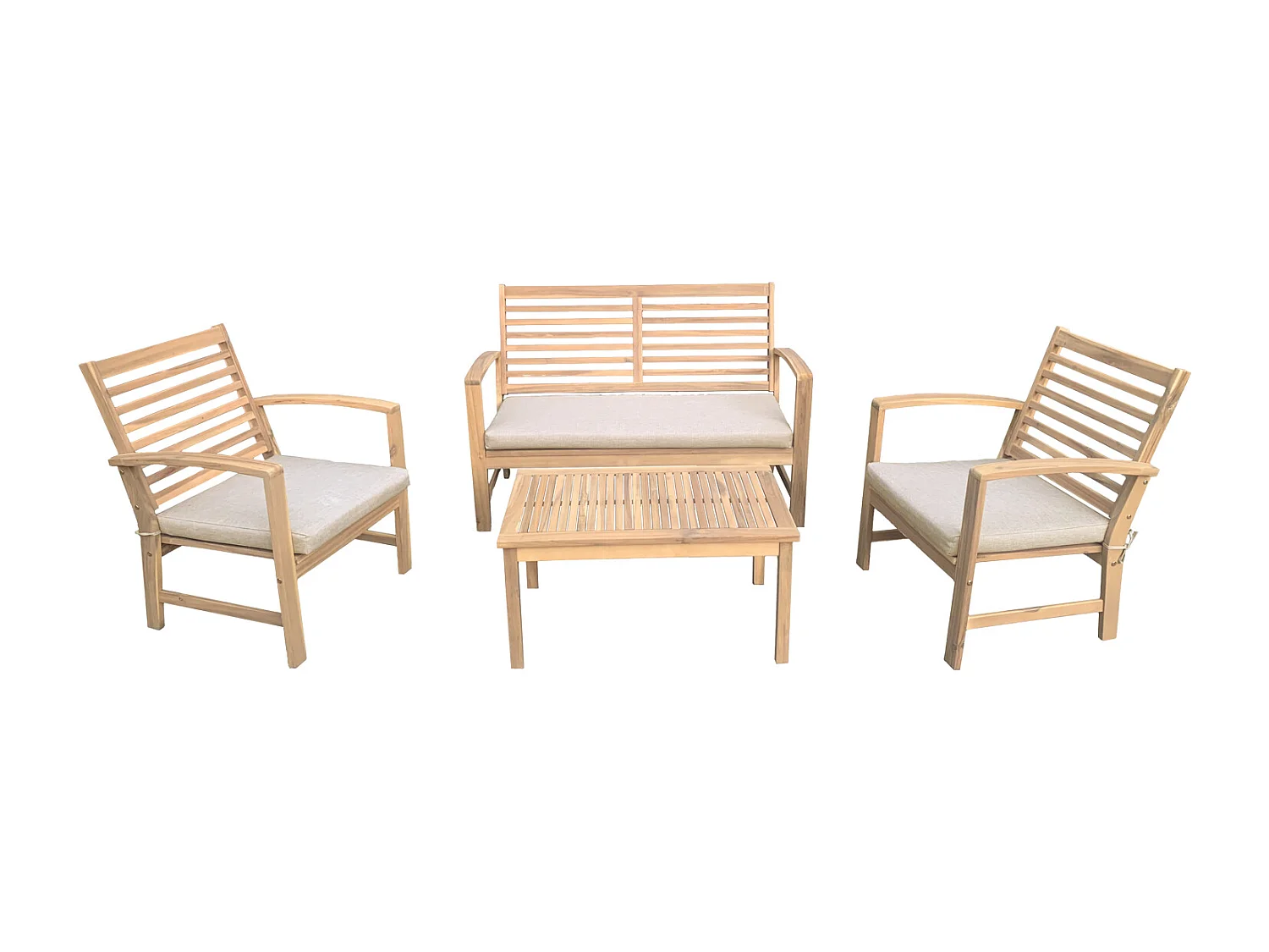 Set di mobili da giardino in acacia GOA 4 posti - cuscini sabbia