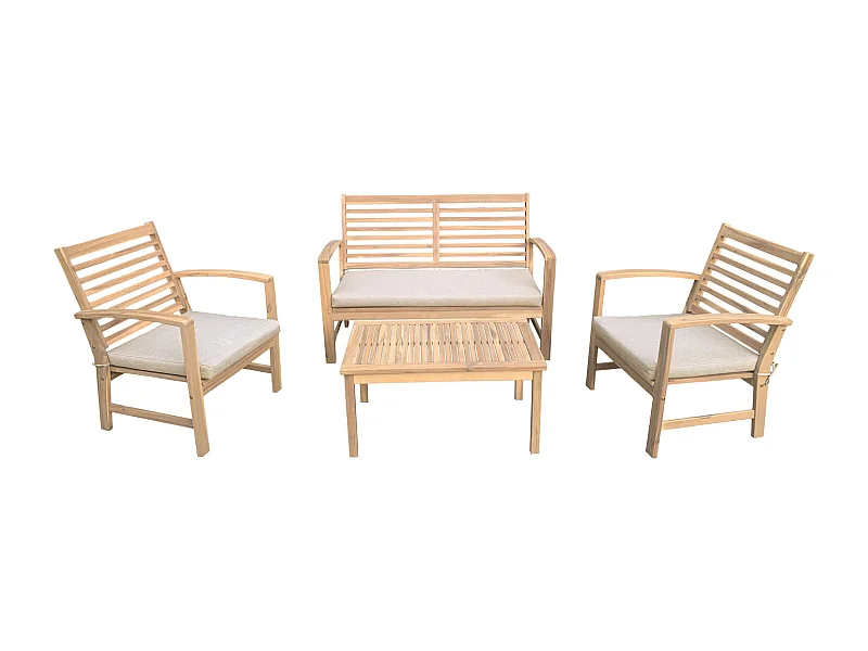 Set di mobili da giardino in acacia GOA 4 posti - cuscini sabbia