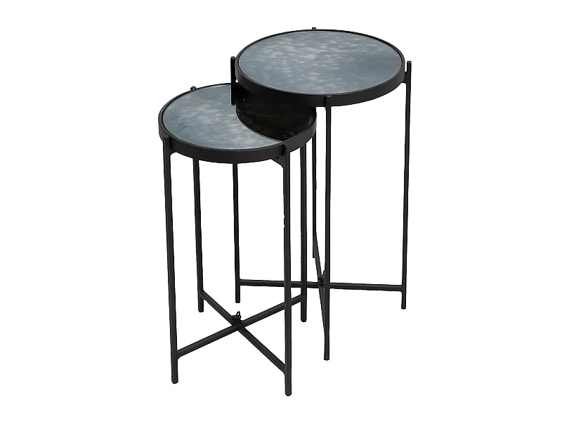 Sellette gigogne en métal et en verre Florian