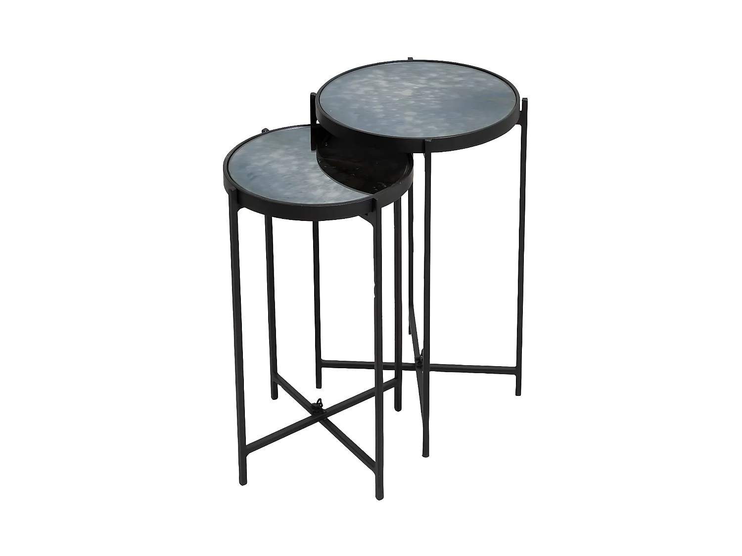 Sellette gigogne en métal et en verre Florian